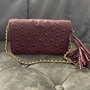 Tory Burch Fleming burgundy wallet crossbody
